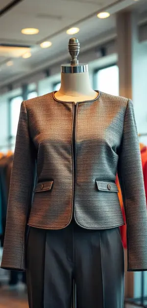 Textured grey jacket on a mannequin