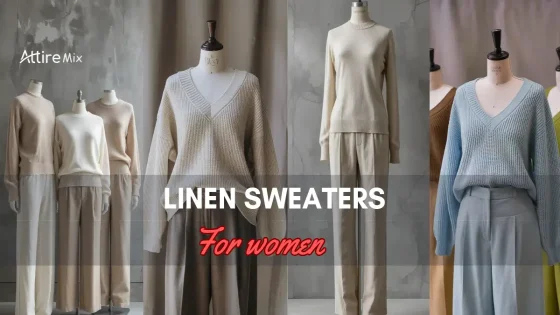 Collection of Linen Sweaters For women on mannequins, titled 'Linen Sweaters for Women