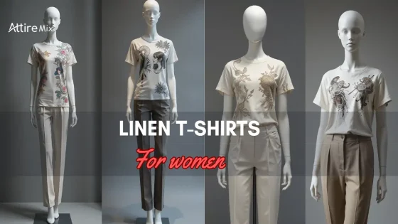 Collection of Linen T-Shirts For women displayed on mannequins