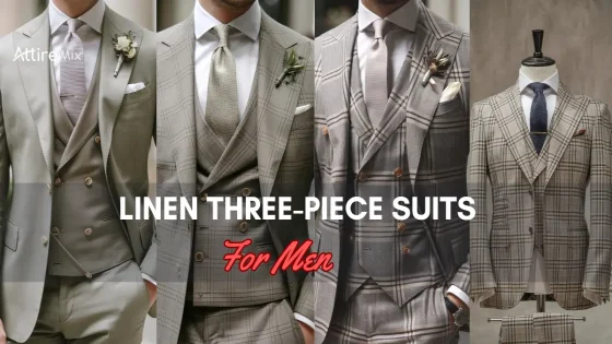 Display of Linen Three-Piece Suits for men