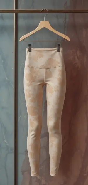 High-waisted cream leggings featuring delicate floral patterns for women.