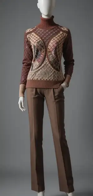 Maroon patterned sweater on a mannequin