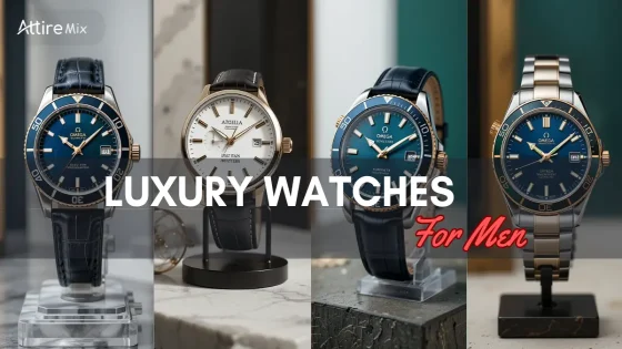A collection of luxurious men’s watches with sleek leather straps and bold dials.