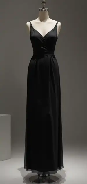 Simple black satin maxi dress