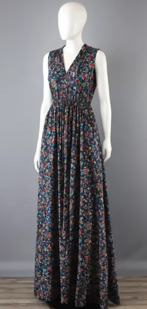 Dark floral V-neck maxi dress