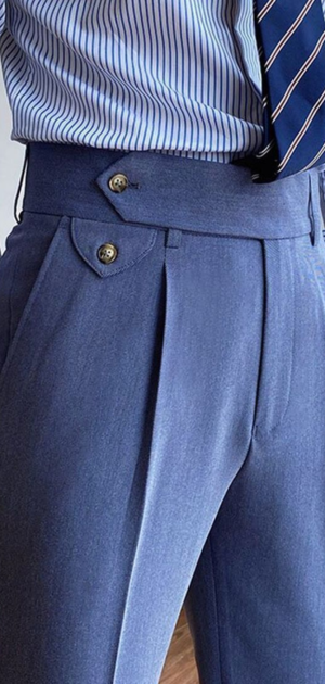luxury pants on a hanger