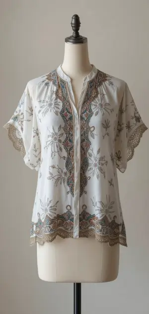 Feminine and elegant blouses with lace and embroidery details.