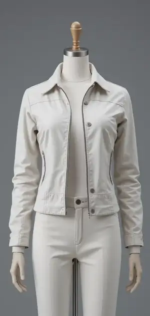 Sleek white jacket with simple button closure