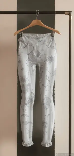 Women’s mid-range leggings in white with delicate floral and abstract motifs.
