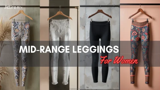 Four mid-range leggings showcasing floral, paisley, and sleek styles.
