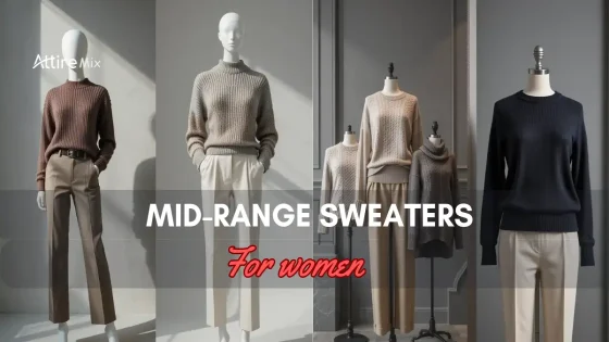 Assortment of Mid-Range Sweaters For women showcased on mannequins