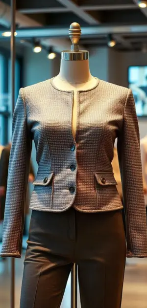 Grey tweed jacket with dual pockets