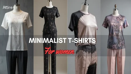 Mannequins displaying four different Minimalist T-Shirts For women