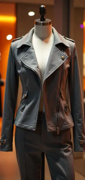 Sleek leather jacket on a mannequin in a store