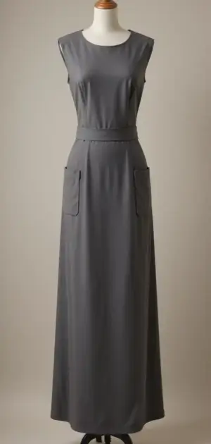 Sleeveless grey office maxi dress