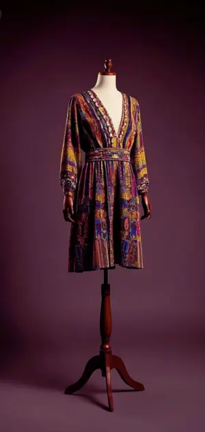 Long sleeve bohemian dress paired with boots.