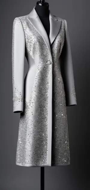 Shimmering silver party coat with sequins for women