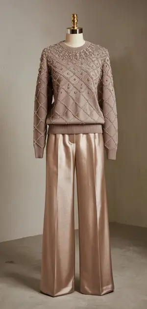 Mannequin dressed in a party sweater and trousers