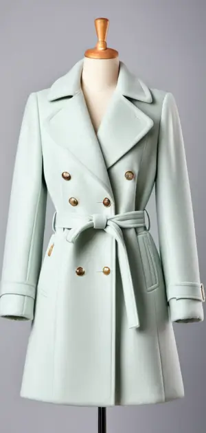 Soft green double-breasted pastel coat
