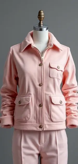 Soft pink utility jacket on mannequin