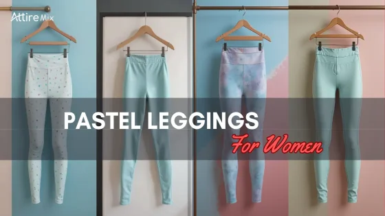 A display of pastel leggings for women on hangers with stylish designs.