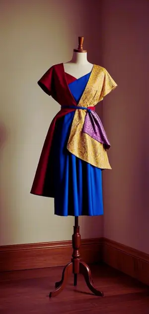 Maxi dress with puff sleeves and retro charm