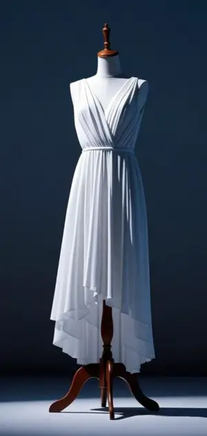 Sleeveless white sundress on a beach