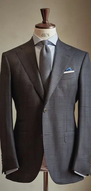 Gray windowpane check modern fit suit