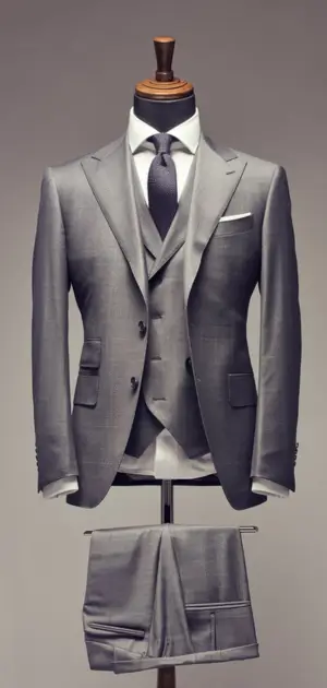 Charcoal grey performance stretch three-piece suit