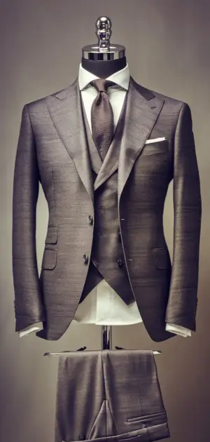 Light grey performance stretch three-piece suit