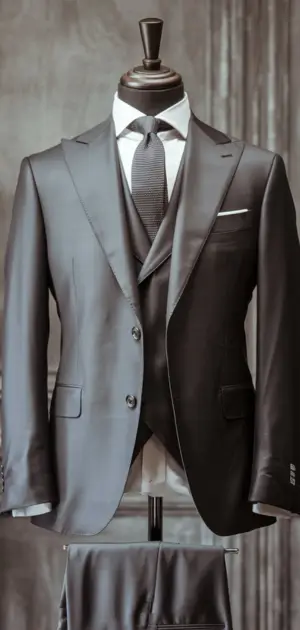 Classic black performance stretch three-piece suit