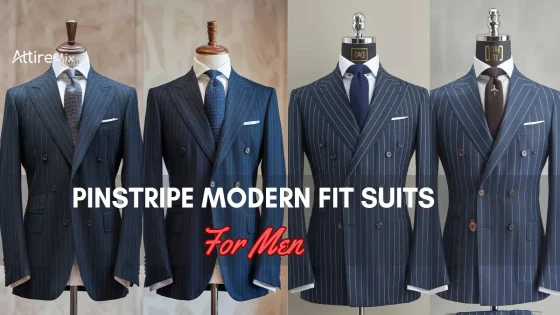 Collection of pinstripe modern fit suits for men