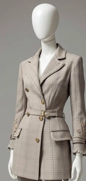 Muted grey plaid blazer styled for office wear