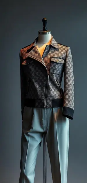 Mixed pattern plaid jacket on mannequin