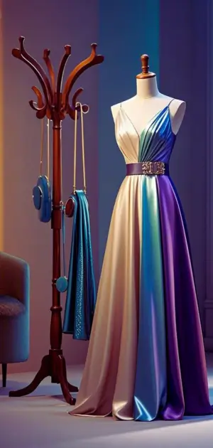 Plus-size polyester gown for formal events.