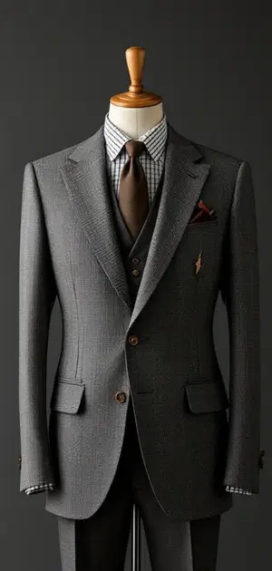 Grey Ralph Lauren blazer with plaid shirt and tie