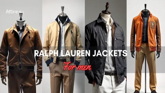 Four Ralph Lauren Jackets For men in different styles and colours displayed on mannequins