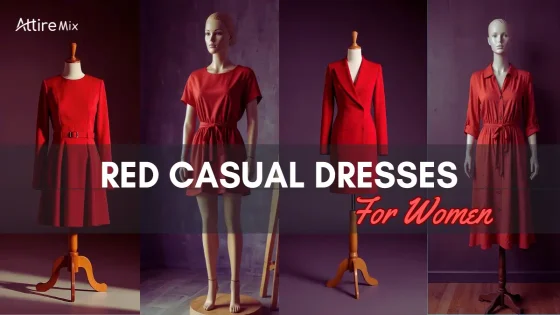 Stylish red casual midi dress for women