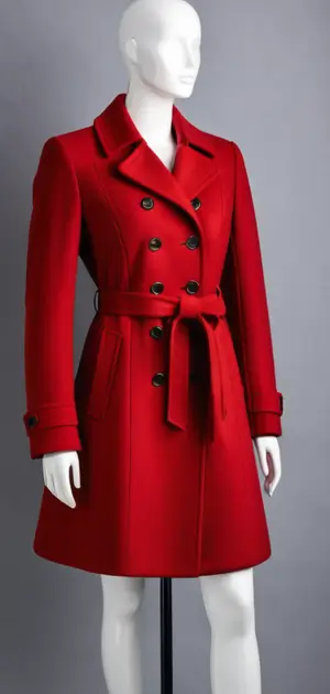 Red tailored coat with button details
