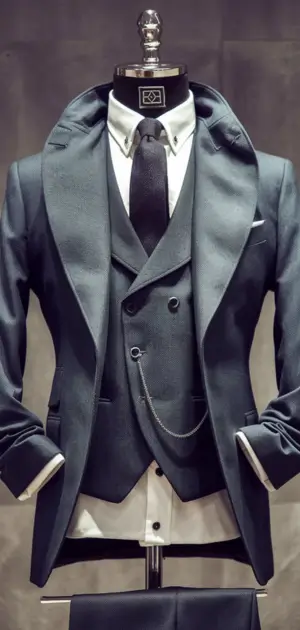 Dark grey three-piece suit