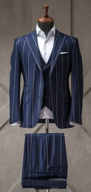 Grey checked three-piece suit