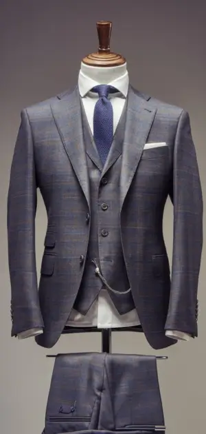 Grey checked three-piece suit