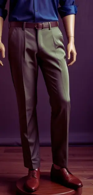 Wide-leg silk pants for men paired with sneakers.