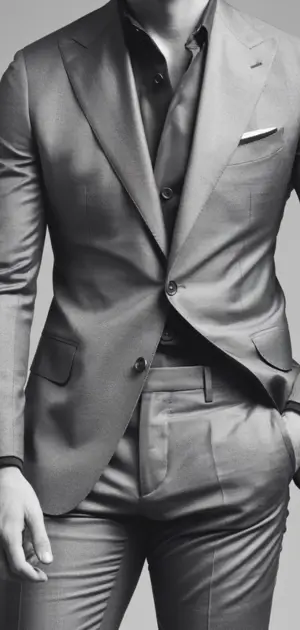 Man in a sleek dark grey single-breasted suit