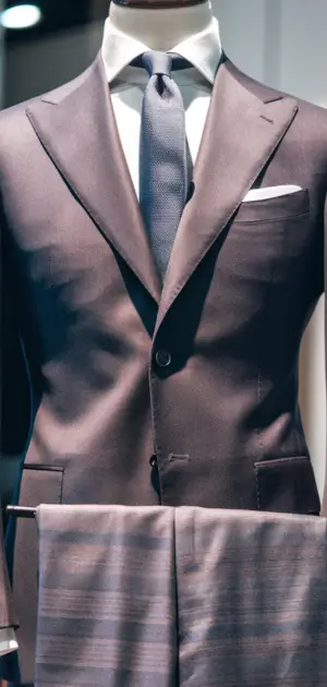 Elegant brown single-breasted suit on display