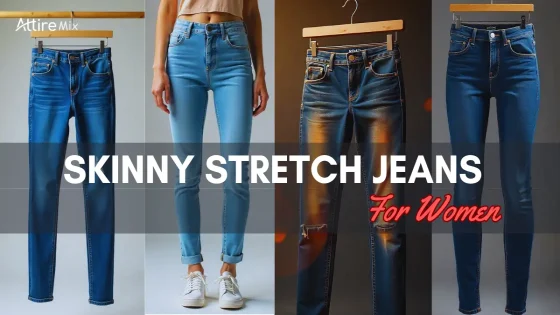 Woman wearing high-waist skinny stretch jeans and heels