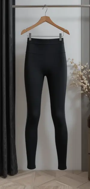 High-waisted black skinny stretch leggings, perfect for a modern, sleek look.