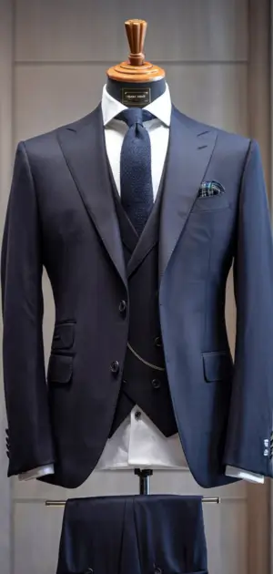 Classic navy slim fit three-piece suit