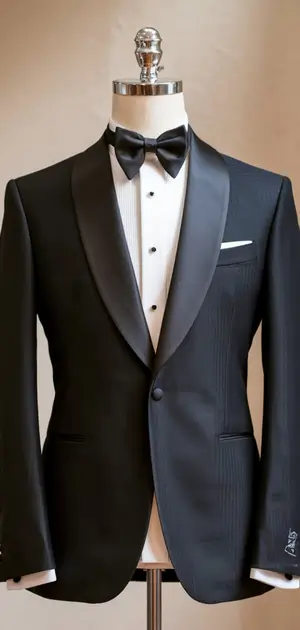 Elegant slim fit tuxedo in textured black