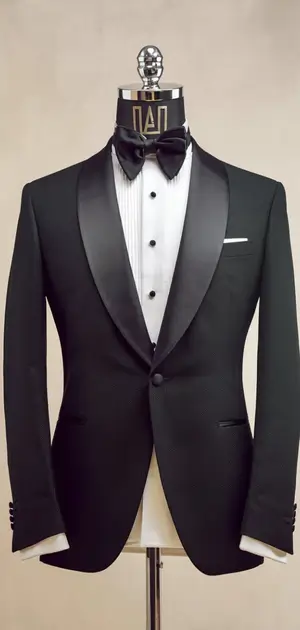 Classic black slim fit tuxedo with satin lapel